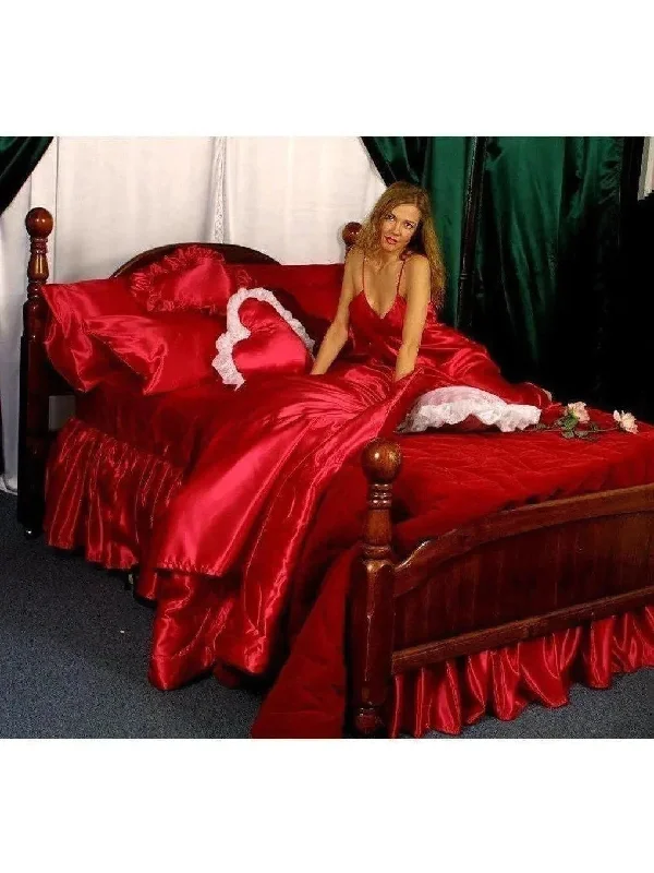 Women's Sheer Lingerie Nightgowns Custom Made Lingerie Satin Sheet Sets, Queen, and Full