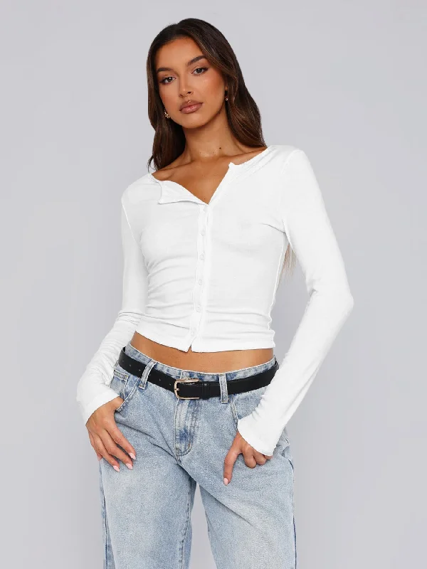 Lingerie Gift Sets for Women Crop solid color women's long sleeve soft Y2K top