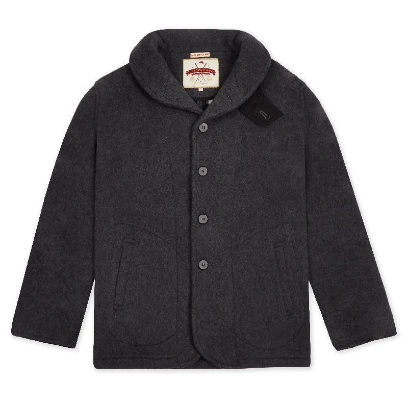 Denim men jackets with embroidered patches for a personalized touchShawl Collar Jacket - Grey Denim men jackets with embroidered patches for a personalized touchShawl Collar Jacket - Grey