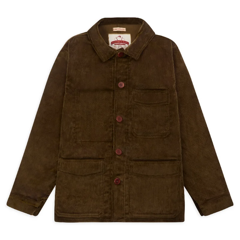 Hooded men jackets with a detachable faux - fur trim for added warmthBurrows & Hare Cord Workwear Jacket - Moss Hooded men jackets with a detachable faux - fur trim for added warmthBurrows & Hare Cord Workwear Jacket - Moss