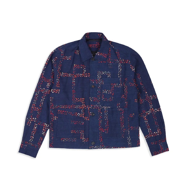 Down - filled men jackets in bright colors for winter fashionBodhi Up-cycled Handwoven Jacket - Paiwand Indigo Down - filled men jackets in bright colors for winter fashionBodhi Up-cycled Handwoven Jacket - Paiwand Indigo