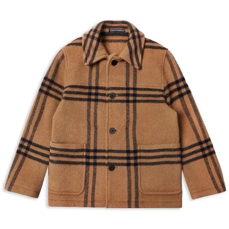 Bomber men jackets with ribbed cuffs for a classic 80s stylePembroke Jacket - Camel Check Bomber men jackets with ribbed cuffs for a classic 80s stylePembroke Jacket - Camel Check