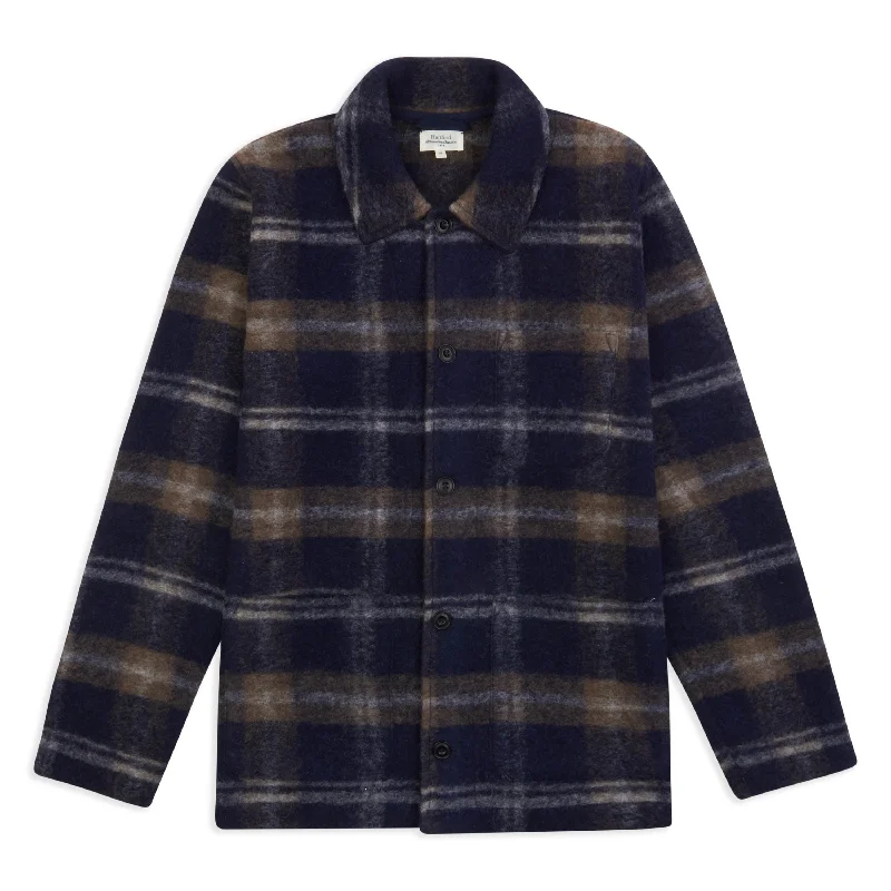 Stretch - fabric men jackets for unrestricted movement during workoutsHartford Chore Jacket - Navy Tartan Stretch - fabric men jackets for unrestricted movement during workoutsHartford Chore Jacket - Navy Tartan