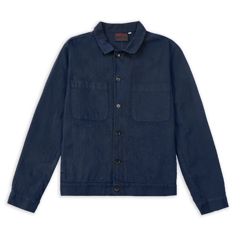 Stretch - fabric men jackets for unrestricted movement during workoutsCotton Bomber Jacket - Navy Herringbone Stretch - fabric men jackets for unrestricted movement during workoutsCotton Bomber Jacket - Navy Herringbone