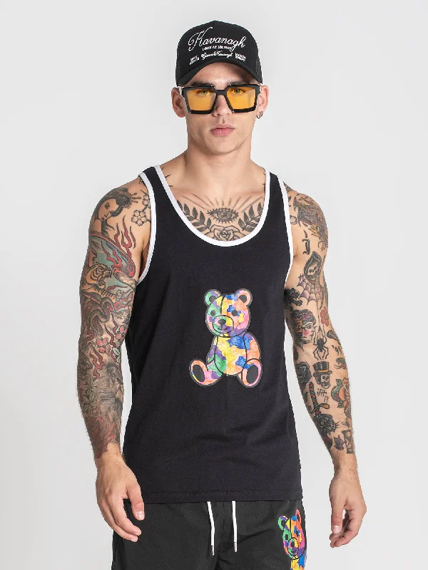 lightweight men's tank topsBlack Gummy Tanktop