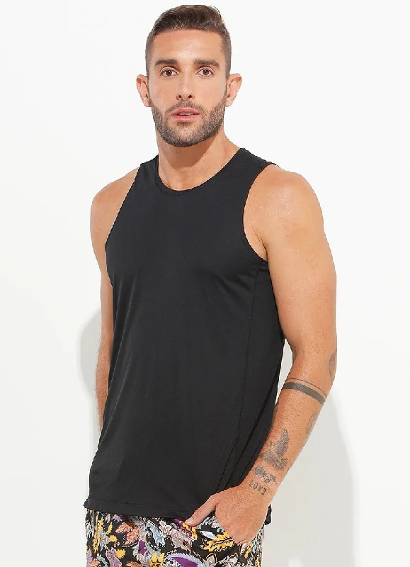 retro men's tank topsA.O.P Tank (Black) UPF 50+