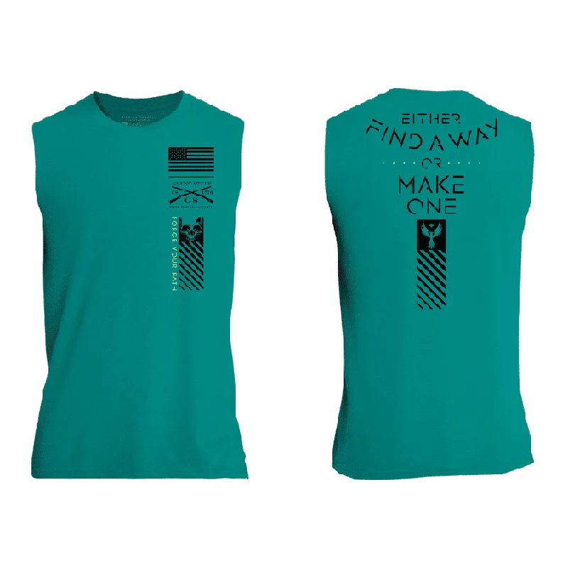 men's tank tops with reflective detailsFind A Way Or Make One Muscle Tank - Heather Aqua men's tank tops with reflective detailsFind A Way Or Make One Muscle Tank - Heather Aqua