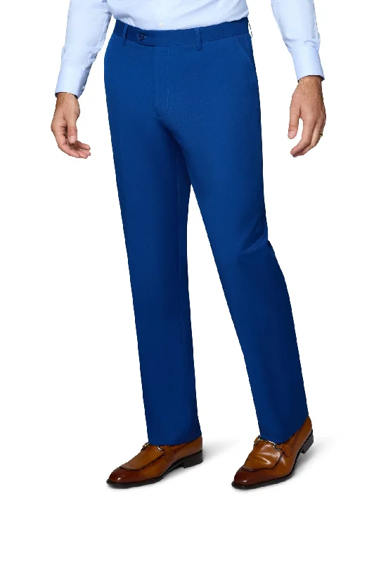 Men's ripped knee casual denim pants for a trendy street lookElastic - Ankle Men Casual Pant for a Trendy and Sporty VibeBerragamo Solid Slim Fit Pants - French Blue Men's ripped knee casual denim pants for a trendy street lookElastic - Ankle Men Casual Pant for a Trendy and Sporty VibeBerragamo Solid Slim Fit Pants - French Blue