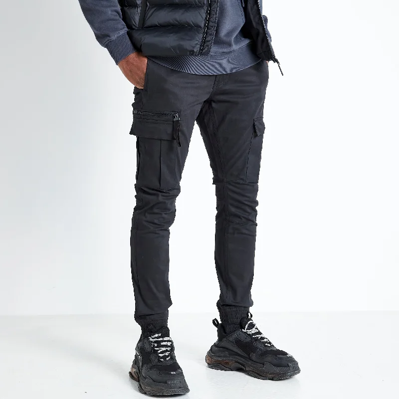Men's slim - fit stretch cargo pants for a modern and flexible fitElastic - Waist Men Cargo Pants for Comfort and Easy MovementCargo Pants - Black Men's slim - fit stretch cargo pants for a modern and flexible fitElastic - Waist Men Cargo Pants for Comfort and Easy MovementCargo Pants - Black