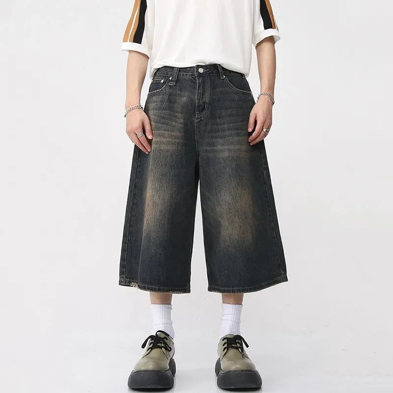 Men's distressed cotton shorts for a bohemian - inspired styleUV - Protection Men Shorts for Safe Sun Exposure during Outdoor SportsDark Washed Jean Capri Shorts Men's distressed cotton shorts for a bohemian - inspired styleUV - Protection Men Shorts for Safe Sun Exposure during Outdoor SportsDark Washed Jean Capri Shorts