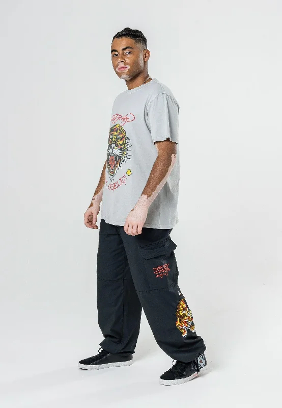 Men's cargo pants with a camo - patterned interior for a unique touchReflective - Trimmed Men Cargo Pants for Nighttime Visibility and SafetyMens Double Tiger Cargo Pants Trousers - Black Men's cargo pants with a camo - patterned interior for a unique touchReflective - Trimmed Men Cargo Pants for Nighttime Visibility and SafetyMens Double Tiger Cargo Pants Trousers - Black