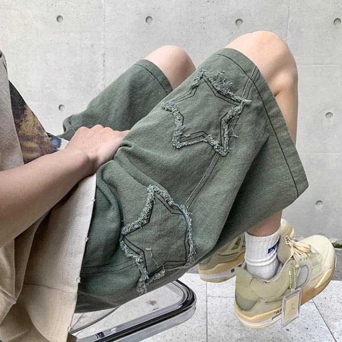 Men's camo print cargo shorts for outdoor adventuresElastic - Waistband Men Shorts for Comfortable and Easy - WearDrawstring Star Embroidered Shorts Men's camo print cargo shorts for outdoor adventuresElastic - Waistband Men Shorts for Comfortable and Easy - WearDrawstring Star Embroidered Shorts