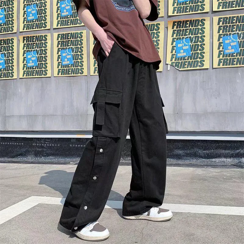 Men's cargo pants with a side - release buckle belt for a secure fitCargo Pants with a Utility - Strap Design for Hanging Small Tools or GearElastic Waist Wide Leg Cargo Pants Men's cargo pants with a side - release buckle belt for a secure fitCargo Pants with a Utility - Strap Design for Hanging Small Tools or GearElastic Waist Wide Leg Cargo Pants