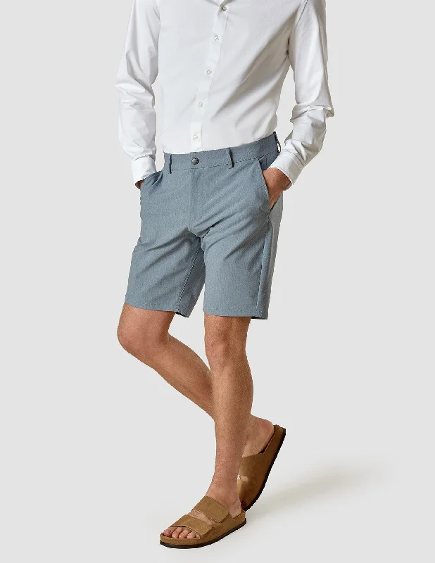 Men's zip - pocket canvas shorts for added functionality during travelDrawstring - Waist and Elastic - Back Men Shorts for a Custom FitEssential Shorts Light Blue Melange Men's zip - pocket canvas shorts for added functionality during travelDrawstring - Waist and Elastic - Back Men Shorts for a Custom FitEssential Shorts Light Blue Melange