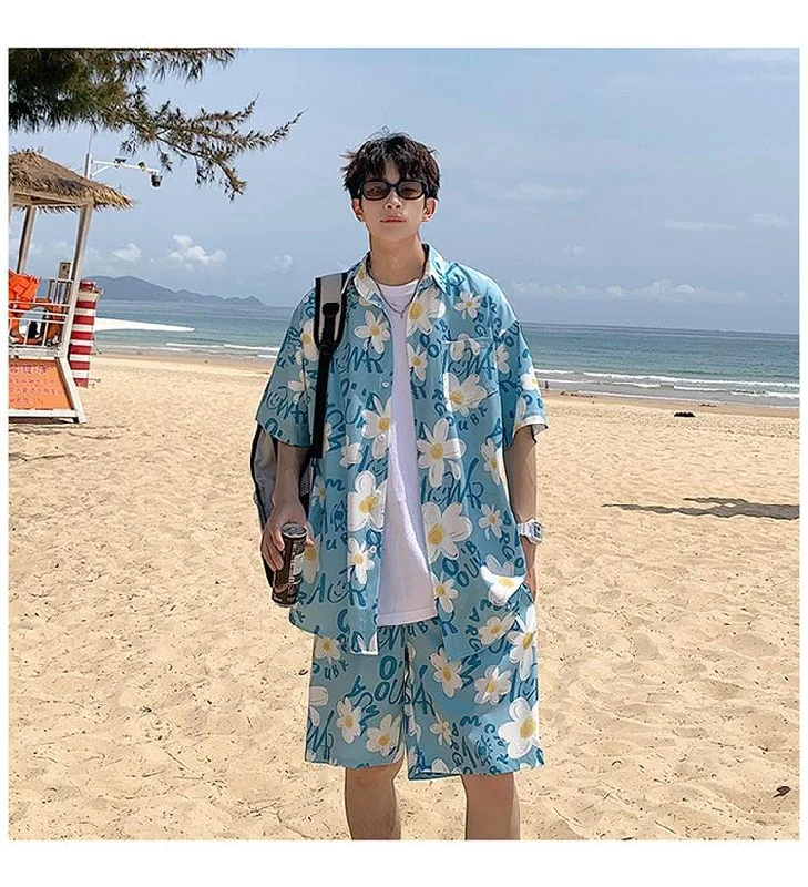 Men's floral print silk blend shorts for a unique night - out lookButton - Fly Men Shorts with a Traditional and Timeless DesignFlower Shirt & Shorts Two Piece Set Men's floral print silk blend shorts for a unique night - out lookButton - Fly Men Shorts with a Traditional and Timeless DesignFlower Shirt & Shorts Two Piece Set