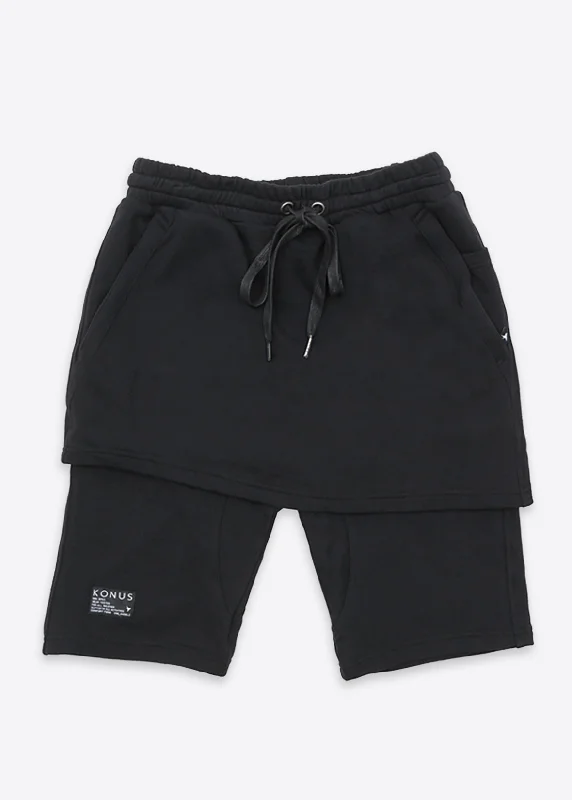 Men's elastic waistband lounge shorts for lazy weekends at homeChino Men Shorts with a Classic and Versatile LookKonus Men's Skirted Shorts in Black Men's elastic waistband lounge shorts for lazy weekends at homeChino Men Shorts with a Classic and Versatile LookKonus Men's Skirted Shorts in Black