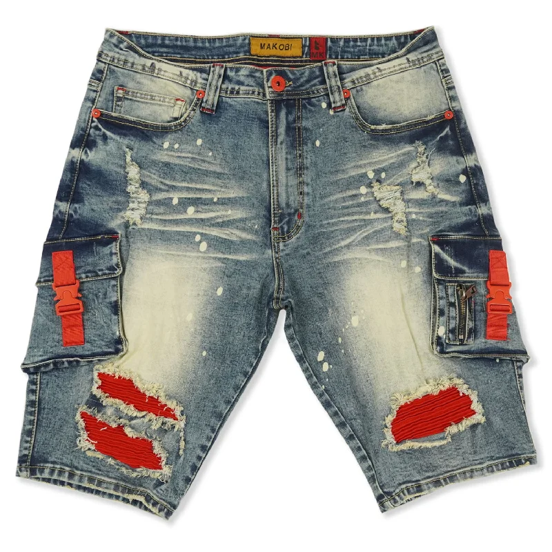 Men's high - waisted cargo pants with multiple pockets for added storageWaterproof Men Cargo Pants for Wet and Rainy Outdoor ConditionsM936 - Makobi Denim Cargo Shorts - Dirt Men's high - waisted cargo pants with multiple pockets for added storageWaterproof Men Cargo Pants for Wet and Rainy Outdoor ConditionsM936 - Makobi Denim Cargo Shorts - Dirt