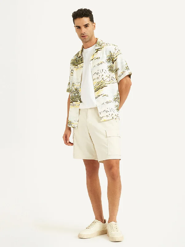 Men's pastel - colored cotton shorts for a spring - friendly outfitElastic - Cuff Men Shorts for a Neat and Tidy FinishMen's White Regular Fit Shorts