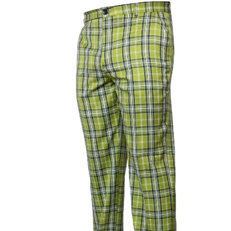 Men's wide - leg casual linen blend pants for a relaxed beachside lookSplit - Hem Men Casual Pant with a Modern and Fashion - Forward DesignPrestige Lime Green Black White Plaid Pants Men's wide - leg casual linen blend pants for a relaxed beachside lookSplit - Hem Men Casual Pant with a Modern and Fashion - Forward DesignPrestige Lime Green Black White Plaid Pants
