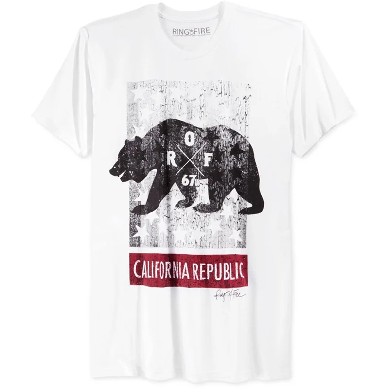 Men's short - sleeve linen t - shirts for summer beach outingsCrew - Neck Men T - Shirt in a Classic and Timeless DesignRing Of Fire Mens Republic Of Fire Graphic T-Shirt, White, Small Men's short - sleeve linen t - shirts for summer beach outingsCrew - Neck Men T - Shirt in a Classic and Timeless DesignRing Of Fire Mens Republic Of Fire Graphic T-Shirt, White, Small