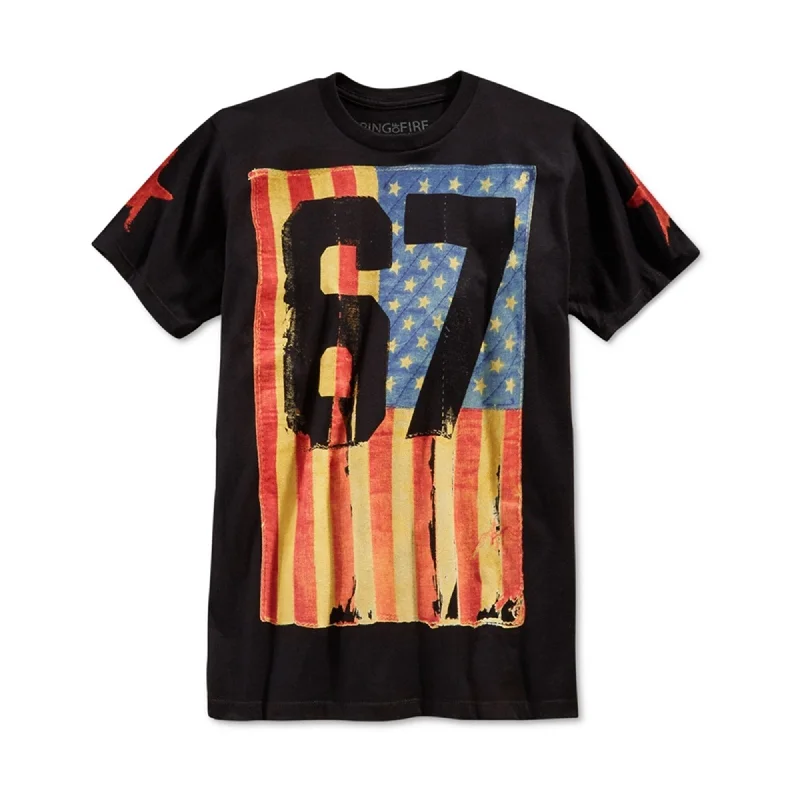 Men's plus - size pocket t - shirts with a classic lookV - Neck Men T - Shirt for a More Stylish and Modern LookRing Of Fire Mens Shred Flag 67 Graphic T-Shirt, Black, Small Men's plus - size pocket t - shirts with a classic lookV - Neck Men T - Shirt for a More Stylish and Modern LookRing Of Fire Mens Shred Flag 67 Graphic T-Shirt, Black, Small