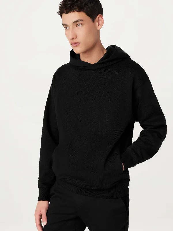 Men hoodie with a drawstring hood and adjustable hemRaglan - Sleeve Men Hoodie for Better Arm MovementThe French Terry Hoodie in Black Men hoodie with a drawstring hood and adjustable hemRaglan - Sleeve Men Hoodie for Better Arm MovementThe French Terry Hoodie in Black