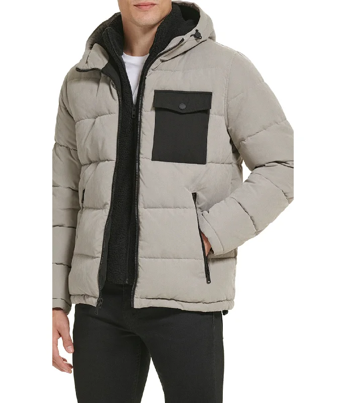 Men down jackets with a trendy color - block design for a fashion - forward lookReflective - Accent Men Down Jacket for Visibility in Low - LightColor Block Mixed Media Puffer Men down jackets with a trendy color - block design for a fashion - forward lookReflective - Accent Men Down Jacket for Visibility in Low - LightColor Block Mixed Media Puffer
