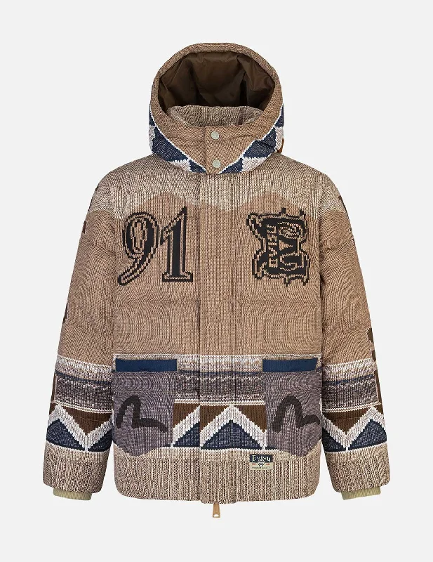 Men down jackets with a trendy color - block design for a fashion - forward lookReflective - Accent Men Down Jacket for Visibility in Low - LightAllover Chimayo Tapestry Knit Print Regular Fit Down Jacket Men down jackets with a trendy color - block design for a fashion - forward lookReflective - Accent Men Down Jacket for Visibility in Low - LightAllover Chimayo Tapestry Knit Print Regular Fit Down Jacket