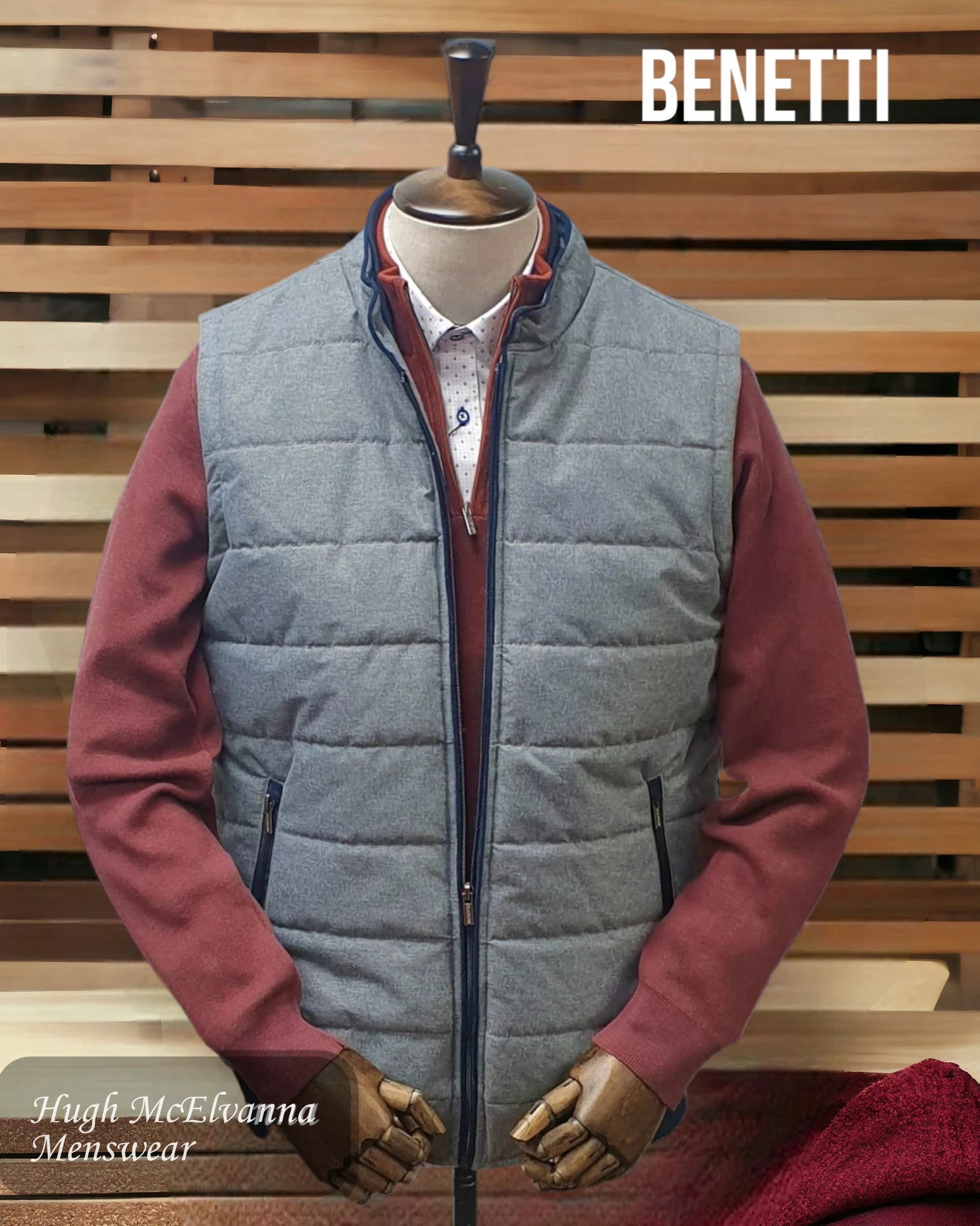 Men waistcoats with a removable lining for added versatilityLeather - Trimmed Men Waistcoat for a Touch of Edge and DurabilityBenetti Gilet Silver Men waistcoats with a removable lining for added versatilityLeather - Trimmed Men Waistcoat for a Touch of Edge and DurabilityBenetti Gilet Silver