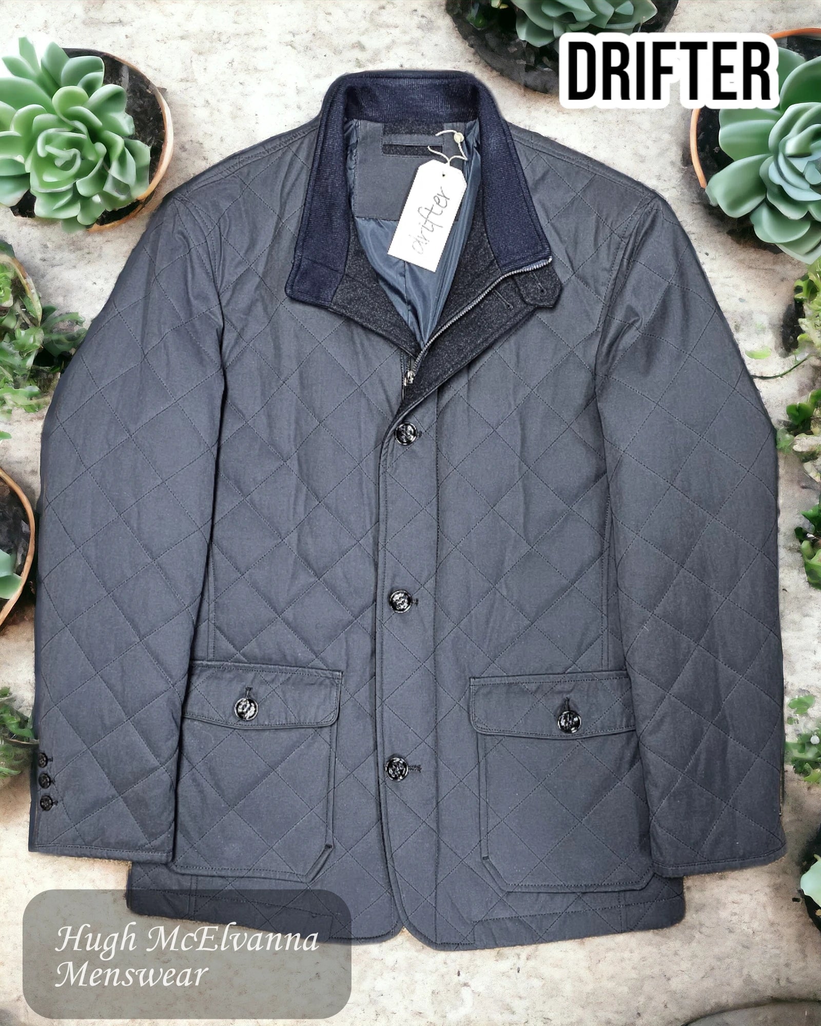 Men coats with a zip - out lining for easy cleaning and versatilityDown - and - Feather - Filled Men Down Jacket for a Balance of Warmth and SoftnessDrifter 'BENTFORD' Navy Quilted Car Coat Style: 80116-78 Men coats with a zip - out lining for easy cleaning and versatilityDown - and - Feather - Filled Men Down Jacket for a Balance of Warmth and SoftnessDrifter 'BENTFORD' Navy Quilted Car Coat Style: 80116-78