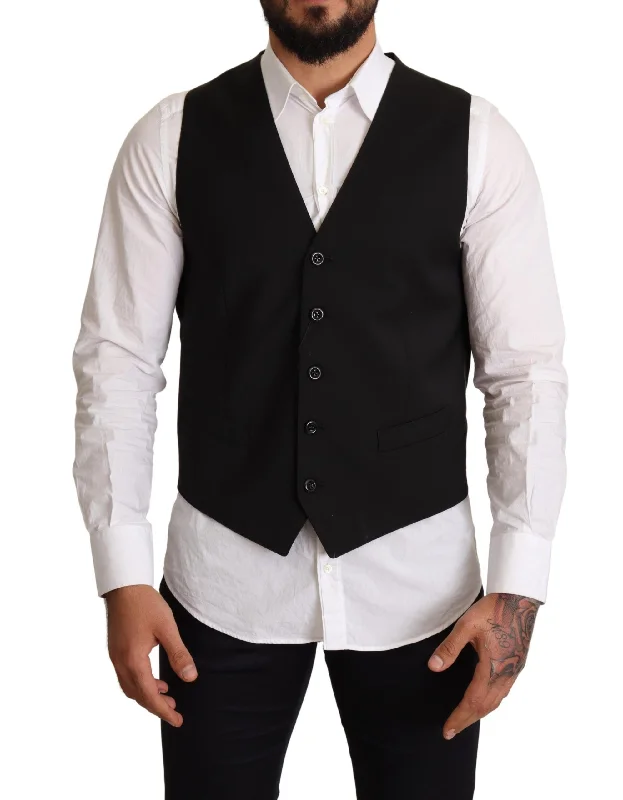 Men vest with a zip - off hood for added protection in inclement weatherStretch - Fabric Men Waistcoat for Added Comfort and MobilityDolce & Gabbana Black Wool Formal Waistcoat Men's Dress Men vest with a zip - off hood for added protection in inclement weatherStretch - Fabric Men Waistcoat for Added Comfort and MobilityDolce & Gabbana Black Wool Formal Waistcoat Men's Dress