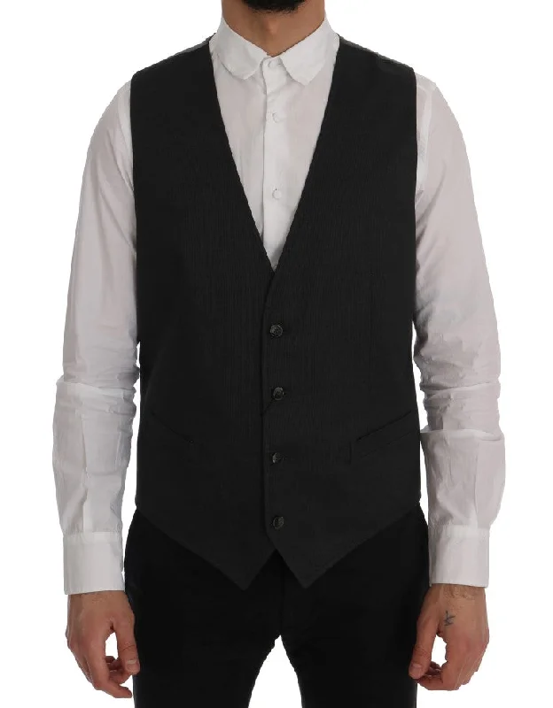 Tailored men vest to pair with a three - piece suitSleeveless Men Waistcoat with a Slim - Fit DesignDolce & Gabbana Elegant Gray Waistcoat Men's Vest Tailored men vest to pair with a three - piece suitSleeveless Men Waistcoat with a Slim - Fit DesignDolce & Gabbana Elegant Gray Waistcoat Men's Vest