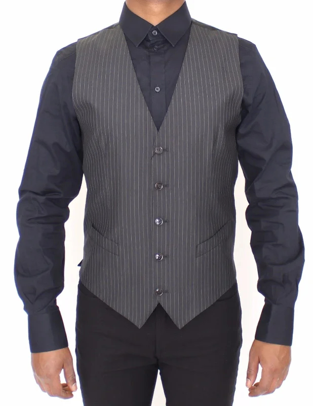 Embroidered men waistcoats with intricate designs for a unique lookContrast - Lining Men Waistcoat for a Surprising and Stylish DetailDolce & Gabbana Gray Striped Wool Silk Dress Vest Men's Gilet Embroidered men waistcoats with intricate designs for a unique lookContrast - Lining Men Waistcoat for a Surprising and Stylish DetailDolce & Gabbana Gray Striped Wool Silk Dress Vest Men's Gilet