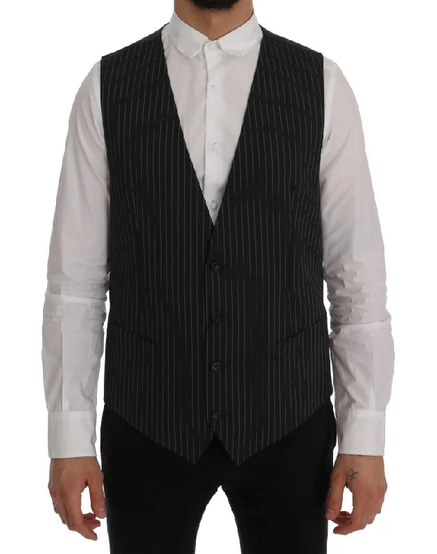 Lightweight men vest made from recycled materials for eco - conscious consumersPaisley - Printed Men Waistcoat for a Bold and Exotic StyleDolce & Gabbana Elegant Gray Striped Vest Men's Waistcoat Lightweight men vest made from recycled materials for eco - conscious consumersPaisley - Printed Men Waistcoat for a Bold and Exotic StyleDolce & Gabbana Elegant Gray Striped Vest Men's Waistcoat