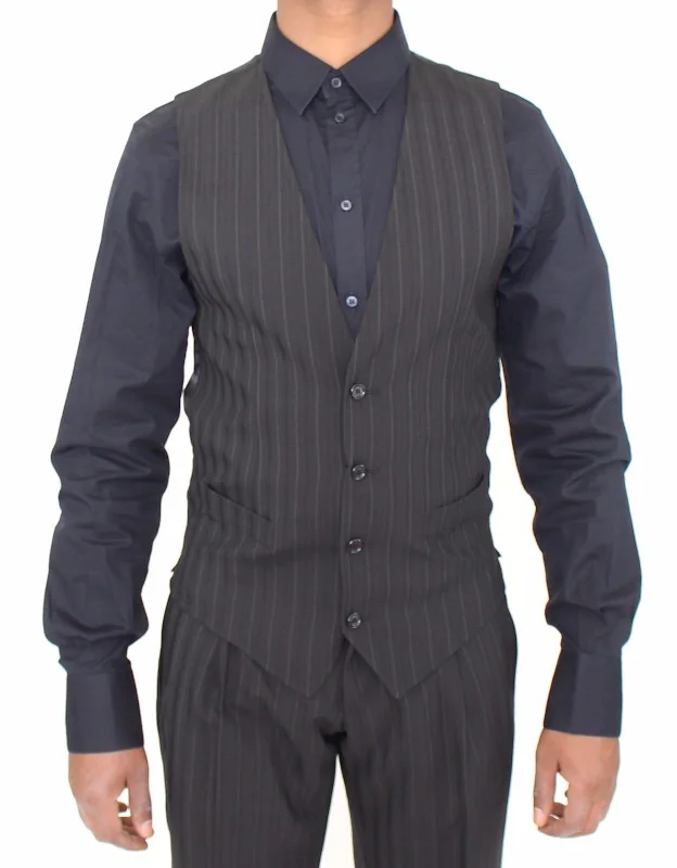 Sleeveless men waistcoats with a high - cut armhole for ease of movementCheckered Men Waistcoat with a Preppy and Stylish PatternDolce & Gabbana Black Striped Stretch Dress Vest Men's Gilet Sleeveless men waistcoats with a high - cut armhole for ease of movementCheckered Men Waistcoat with a Preppy and Stylish PatternDolce & Gabbana Black Striped Stretch Dress Vest Men's Gilet