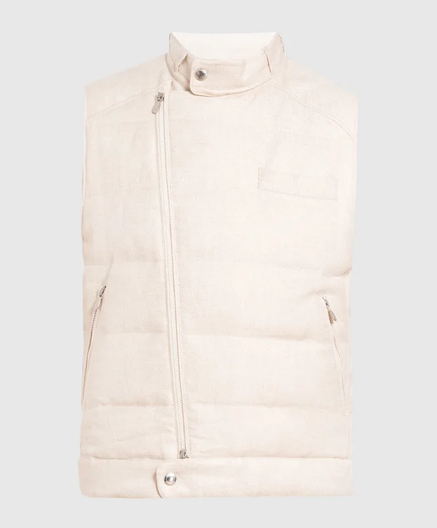 Slim - fit men vest for formal occasions with a modern cutSingle - Breasted Men Waistcoat in a Classic and Timeless StyleBrunello Cucinelli Men's Down Vest In Linen Slim - fit men vest for formal occasions with a modern cutSingle - Breasted Men Waistcoat in a Classic and Timeless StyleBrunello Cucinelli Men's Down Vest In Linen