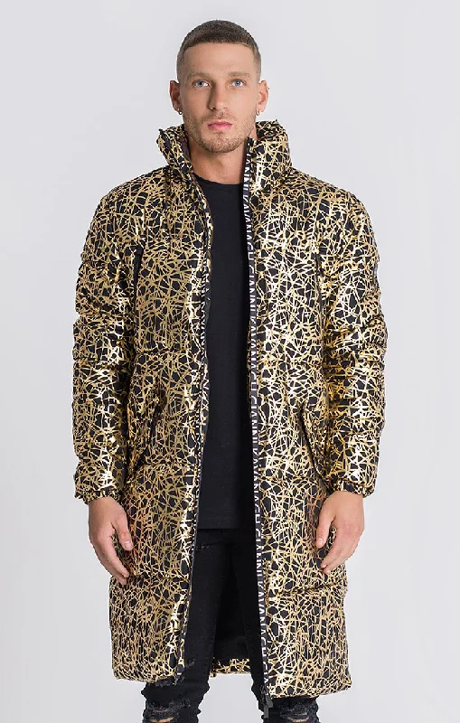 Men down jackets with a breathable membrane to prevent sweatingMen Down Jacket with a High - Collar for Neck ProtectionBlack And Gold Apocalypse Puffer Coat Men down jackets with a breathable membrane to prevent sweatingMen Down Jacket with a High - Collar for Neck ProtectionBlack And Gold Apocalypse Puffer Coat