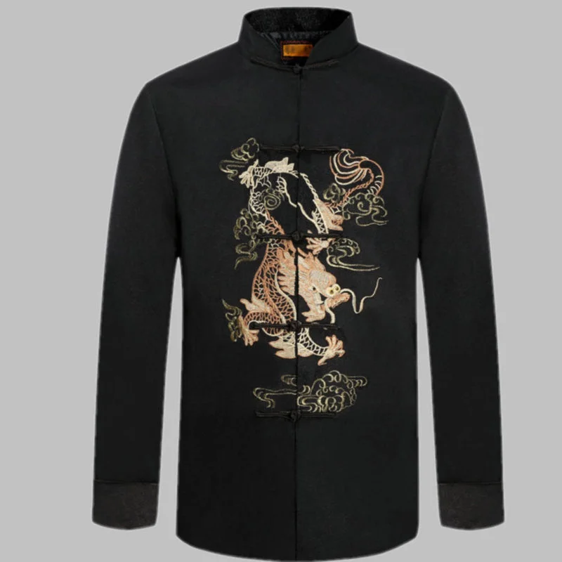 Fleece - lined men jackets for cold - weather commutingWaterproof and Breathable Men Jacket for All - Weather ProtectionChameleon Fabric Dargon Embroidery Chinese Jacket Fleece - lined men jackets for cold - weather commutingWaterproof and Breathable Men Jacket for All - Weather ProtectionChameleon Fabric Dargon Embroidery Chinese Jacket