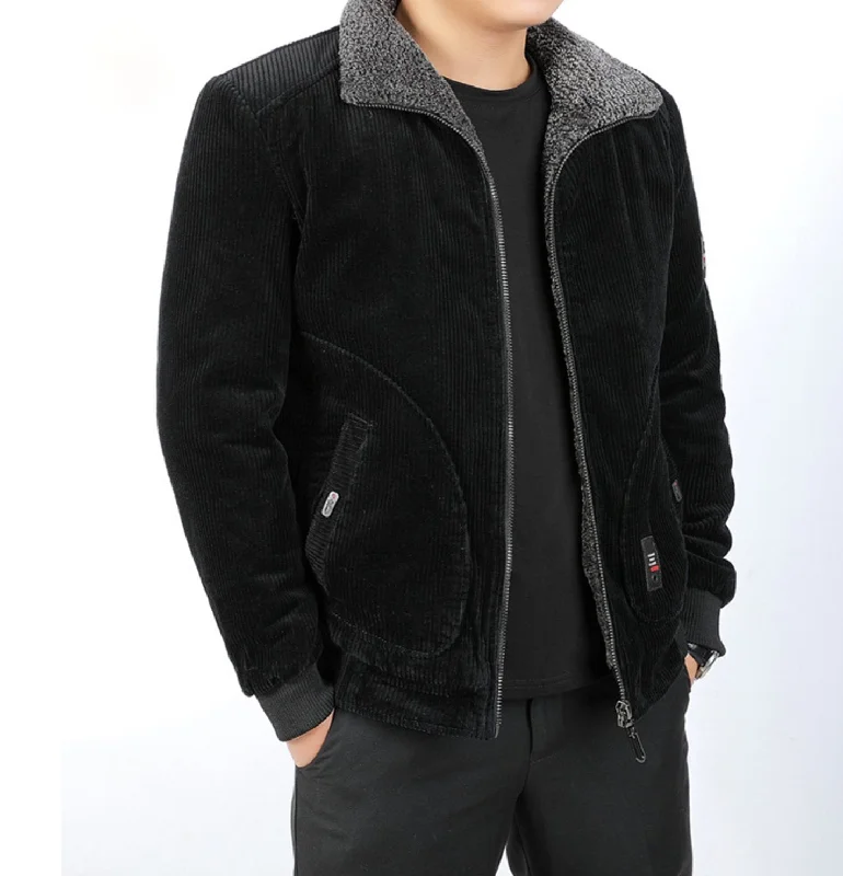 Men coats with a soft fleece interior for extra warmth and comfortMen Down Jacket with Inner Pockets for Storing ValuablesBlack Men's Fleece Lining Corduroy Winter Fleece Warm Coat Men coats with a soft fleece interior for extra warmth and comfortMen Down Jacket with Inner Pockets for Storing ValuablesBlack Men's Fleece Lining Corduroy Winter Fleece Warm Coat