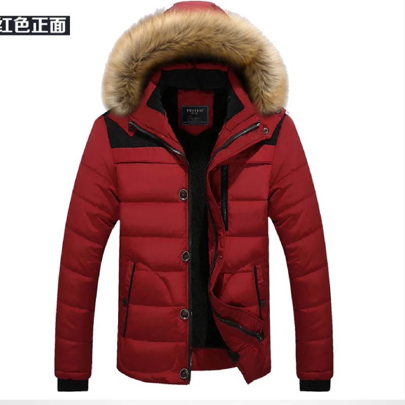 Men down jackets with a trendy color - block design for a fashion - forward lookReflective - Accent Men Down Jacket for Visibility in Low - LightRed Mens Hooded Down Coat Winter Warm Ultra Light Down Jacket