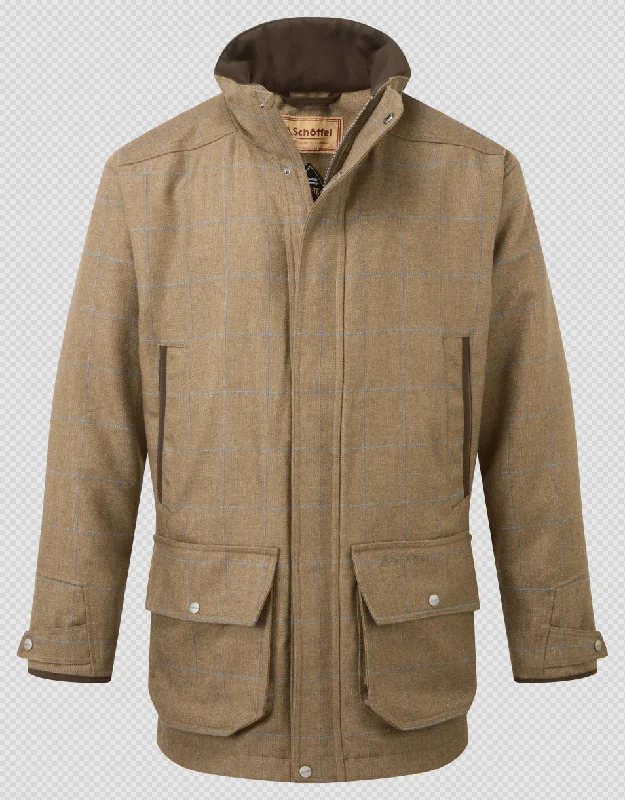 Men coats with a water - resistant finish for light rain and splashesMen Down Jacket with a High - Collar for Neck ProtectionSchoffel Ptarmigan Classic Waterproof Tweed Men coats with a water - resistant finish for light rain and splashesMen Down Jacket with a High - Collar for Neck ProtectionSchoffel Ptarmigan Classic Waterproof Tweed