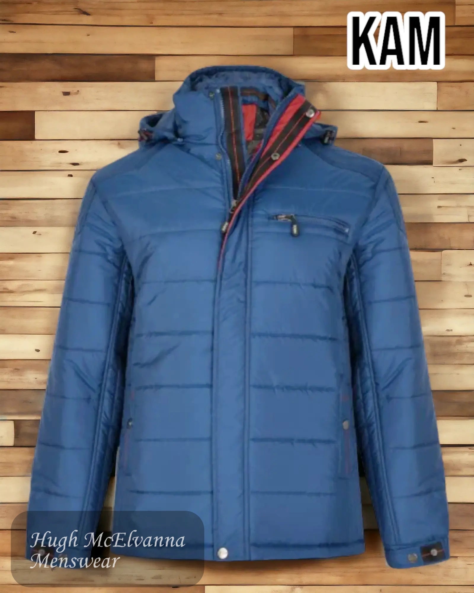 Men coats with a quick - drying feature for active lifestylesColor - Blocked Men Down Jacket for a Bold and Fashionable StatementKam Blue Coat with Hood - KV98 Men coats with a quick - drying feature for active lifestylesColor - Blocked Men Down Jacket for a Bold and Fashionable StatementKam Blue Coat with Hood - KV98