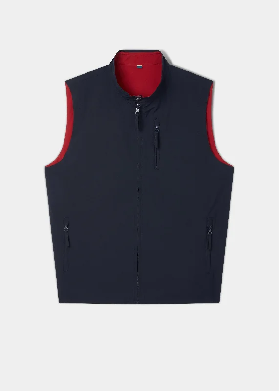 Stretch - fabric men vest for unrestricted movement during activitiesWaistcoat with a Matching Tie Set for a Complete EnsembleLettoch Reversible Lightweight Summer Gilet In Navy and Red - Regular Fit Stretch - fabric men vest for unrestricted movement during activitiesWaistcoat with a Matching Tie Set for a Complete EnsembleLettoch Reversible Lightweight Summer Gilet In Navy and Red - Regular Fit