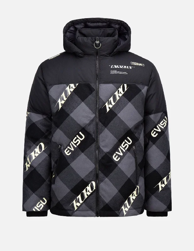 Men down jackets with multiple zippered pockets for secure storageTwo - Way Zip Men Down Jacket for Easy MovementLogo Print Plaid Down Jacket Men down jackets with multiple zippered pockets for secure storageTwo - Way Zip Men Down Jacket for Easy MovementLogo Print Plaid Down Jacket