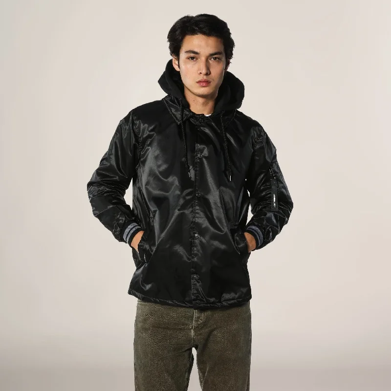 Men fleece - backed compression shirts for workoutsMen Fleece with a Stretch - Fabric for a Comfortable FitMen's Coach Jacket with Fleece Hood Men fleece - backed compression shirts for workoutsMen Fleece with a Stretch - Fabric for a Comfortable FitMen's Coach Jacket with Fleece Hood