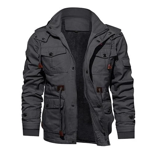 Men fleece - lined denim jackets for a rugged styleMen Fleece with a Drawstring Hood for Adjustable CoverageMilitary Thicken Large Fleece Gray Casual Hooded Pilot Cargo Cotton Jacket for Men on Clearance Men fleece - lined denim jackets for a rugged styleMen Fleece with a Drawstring Hood for Adjustable CoverageMilitary Thicken Large Fleece Gray Casual Hooded Pilot Cargo Cotton Jacket for Men on Clearance
