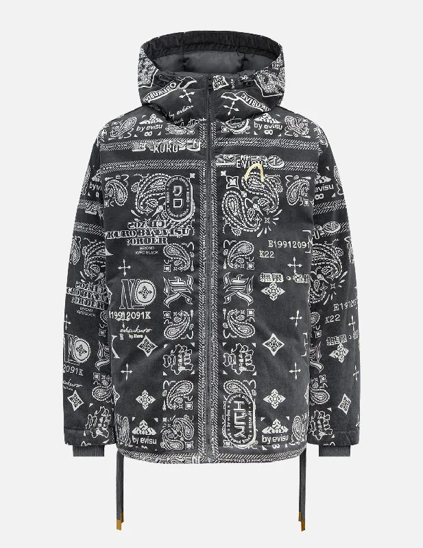 Long - length men down jackets to provide extra coverage and warmthPackable Men Down Jacket with a Stuff Sack IncludedMonogram Paisley and Logo Print Down Jacket Long - length men down jackets to provide extra coverage and warmthPackable Men Down Jacket with a Stuff Sack IncludedMonogram Paisley and Logo Print Down Jacket