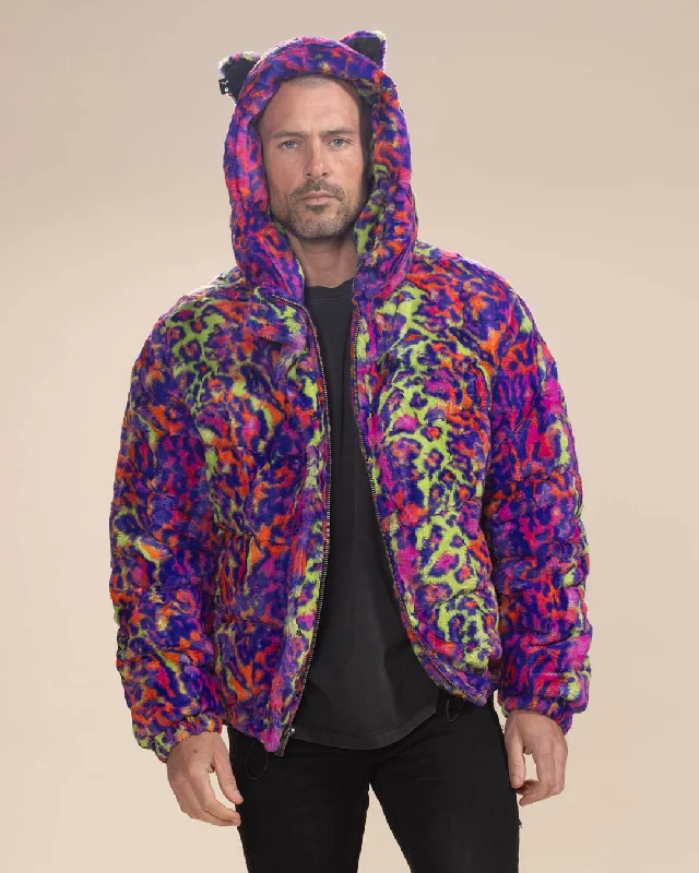Camouflage men down jackets for outdoor hunting and adventureQuilted Pattern Men Down Jacket with a Stylish and Warm DesignClassic Men's Puffer Jacket With Hood | Neon Disco Cat Camouflage men down jackets for outdoor hunting and adventureQuilted Pattern Men Down Jacket with a Stylish and Warm DesignClassic Men's Puffer Jacket With Hood | Neon Disco Cat