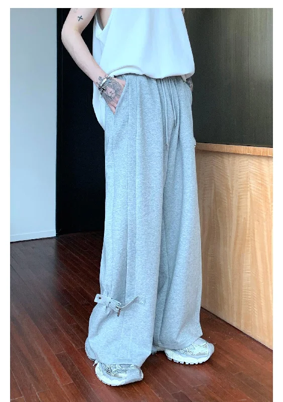 Side Buckle Wide Leg Sweatpants