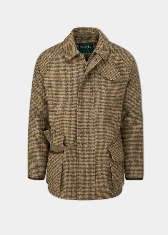 Men coats with a water - resistant finish for light rain and splashesMen Down Jacket with a High - Collar for Neck ProtectionSurrey Waterproof Tweed Coat In Sycamore - Shooting Fit Men coats with a water - resistant finish for light rain and splashesMen Down Jacket with a High - Collar for Neck ProtectionSurrey Waterproof Tweed Coat In Sycamore - Shooting Fit